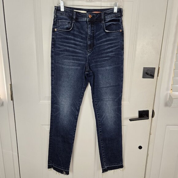 Pilcro Denim - Anthropologie Pilcro High Rise Cigarette Jeans 30 Raw Hem Dark Wash Classic